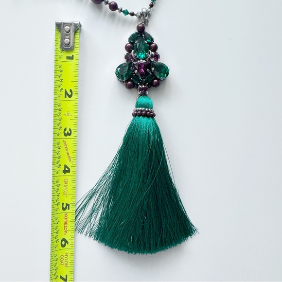 Handmade crystal and tassel pendant with beads and crystal chain - Picture 5 of 5